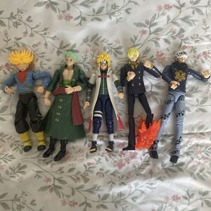 Anime Action Figure Lot – One Piece, Naruto, Dragon Ball Z – 5 Figures